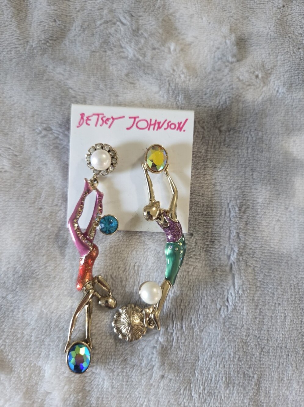 Betsey Johnson Multicolor Figurine Drop Earrings